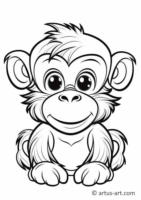 Página de colorir de macaco para crianças